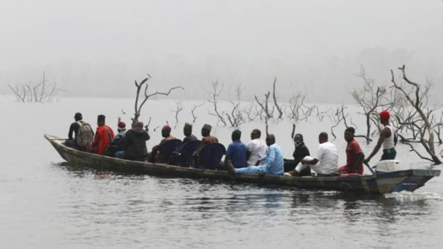 People on a boat in Nigeria - generic shot