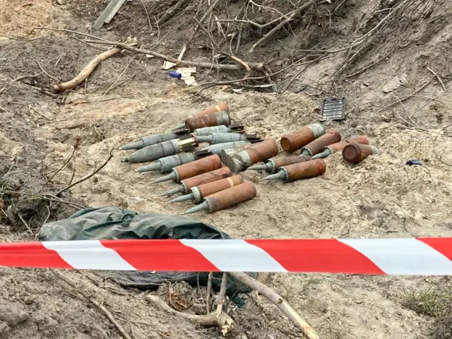 Unexploded shells near Borodyanka