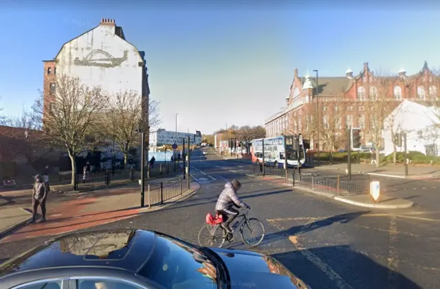 Westmorland Road at the junction with St James' Boulevard