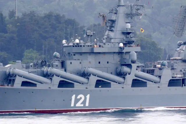 The Russian navy's Moskva warship sails in Turkey