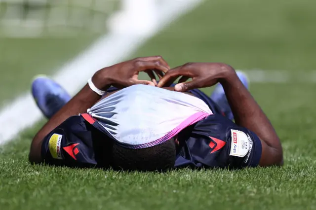 Keinan Davis of Nottingham Forest reacts after the visitors are denied a goal