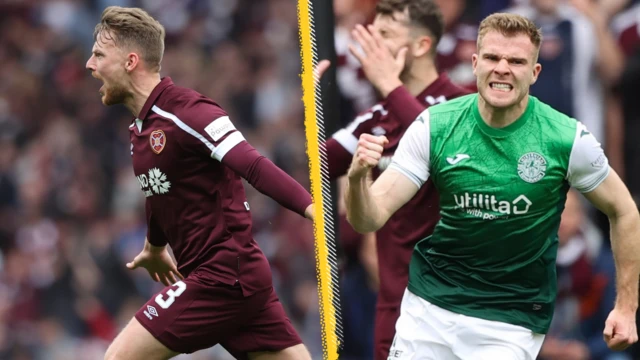 Stephen Kingsley and Chris Cadden celebrate their goals in the Hampden semi-final