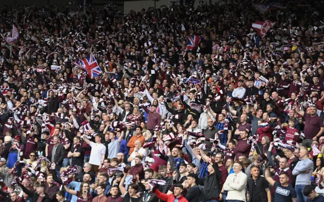 Hearts fans celebrate after reaching the Scottish Cup final