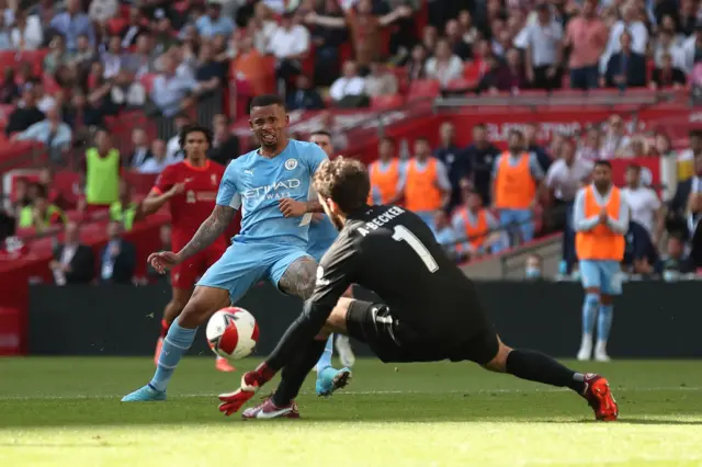 Gabriel Jesus denied by Alisson.