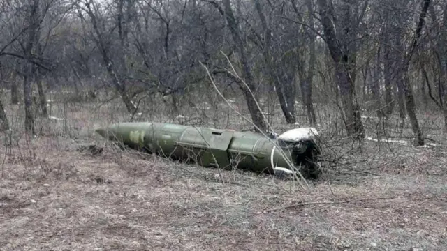 An unexploded short range hypersonic ballistic missile