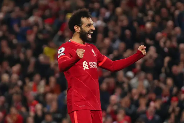 Salah celebrates