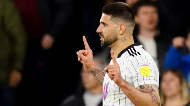 Aleksandar Mitrovic celebrates