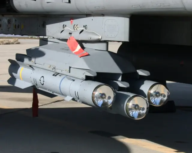 Brimstone missiles attached to a British fighter jet in 2014