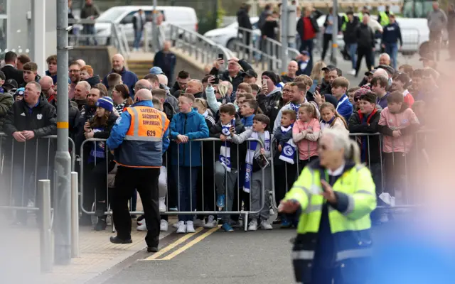 Cardiff fans greet the Swansea coach