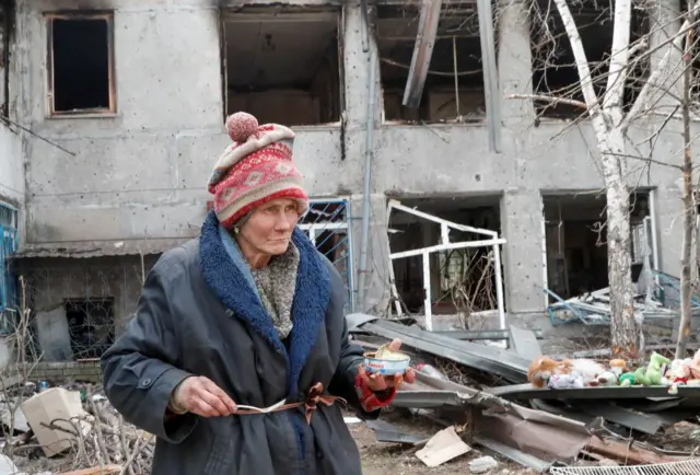 Tatyana Velichko in ruins, 1 April 22