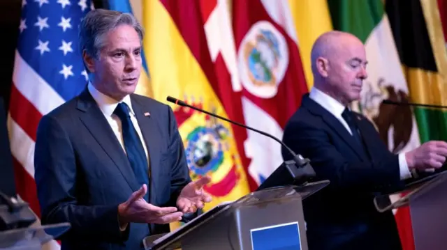 Blinken, left, was speaking during a visit to Panama