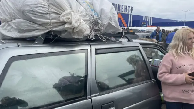 Displaced people arriving in Zaporizhzhia from the surrounding region