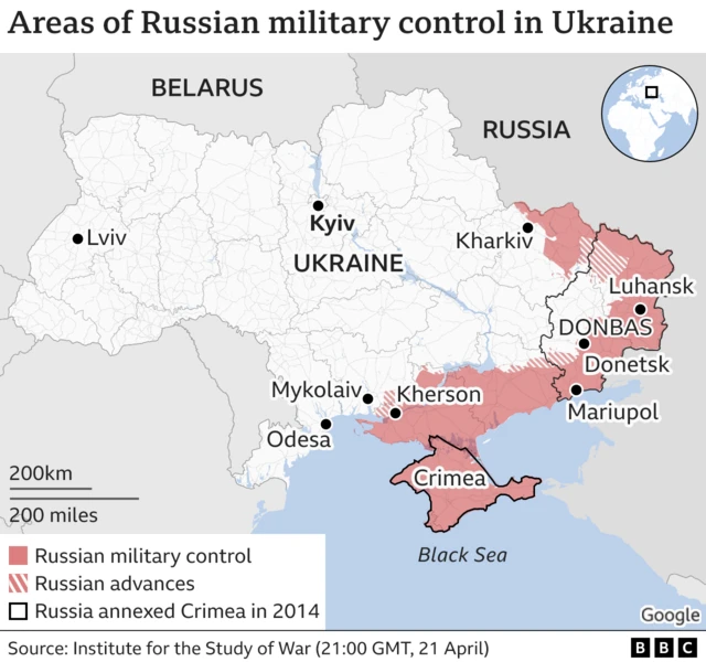 Russia control of Ukraine map