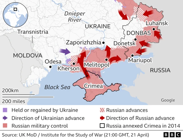 Control map of southern Ukraine