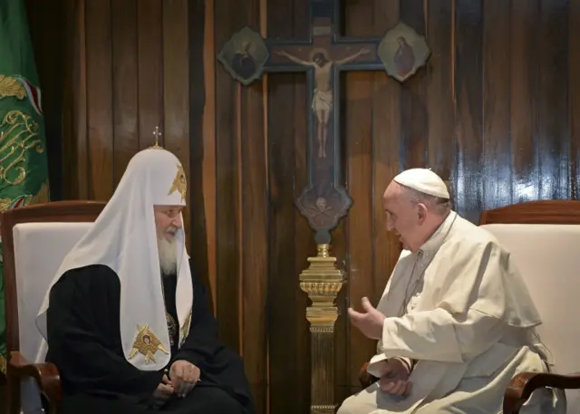 Patriarch Kirill and Pope Francis at a meeting in Havana in 2016