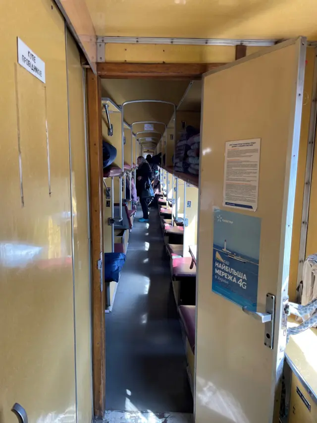 Inside the train taking people away from Zaporizhzhia