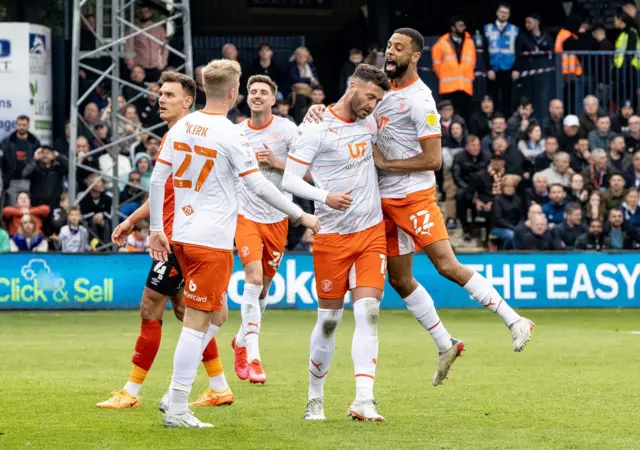 Blackpool celebrate their equaliser