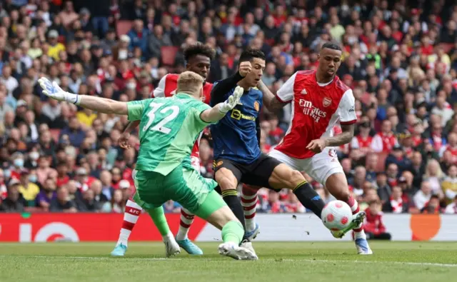 Cristiano Ronaldo scores against Arsenal