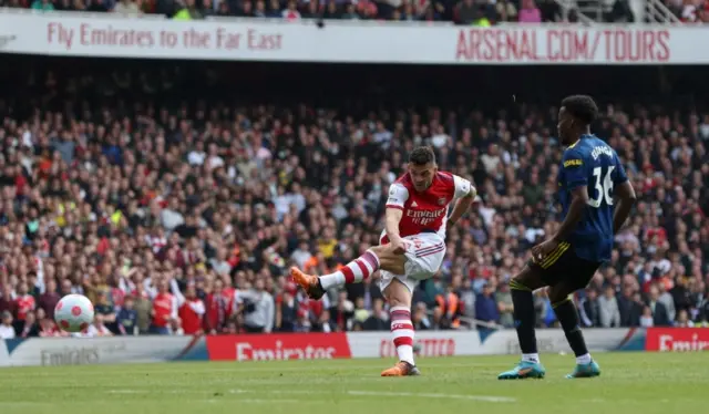 Granit Xhaka scores against Manchester United