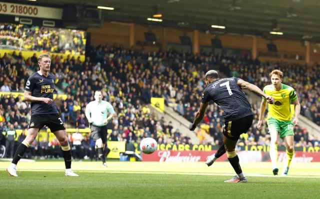 Joelinton scoring against Norwich