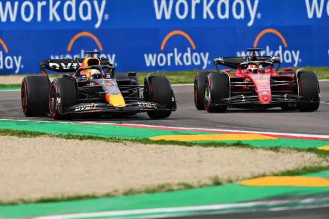 Max Verstappen overtakes Charles Leclerc