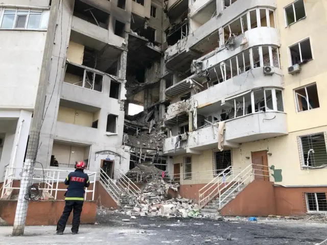 Ukraine says eight people have died in Odesa - including a baby - after an apartment block was hit by missiles on Saturday