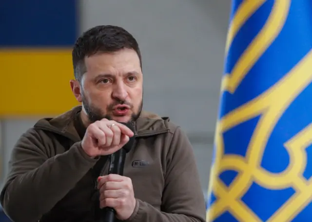 President Zelensky speaks at a press conference on Saturday