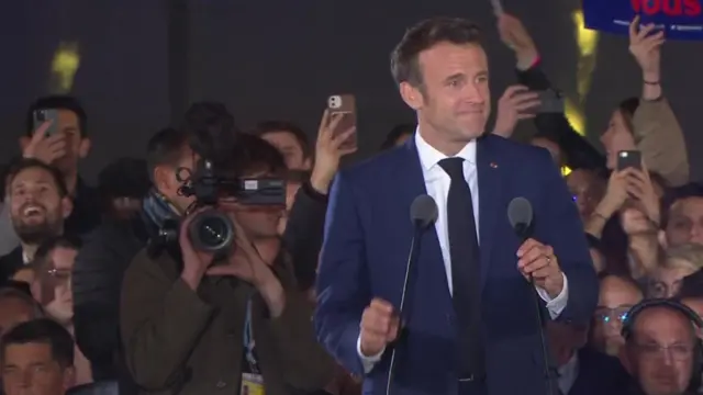 Emmanuel Macron giving his victory speech