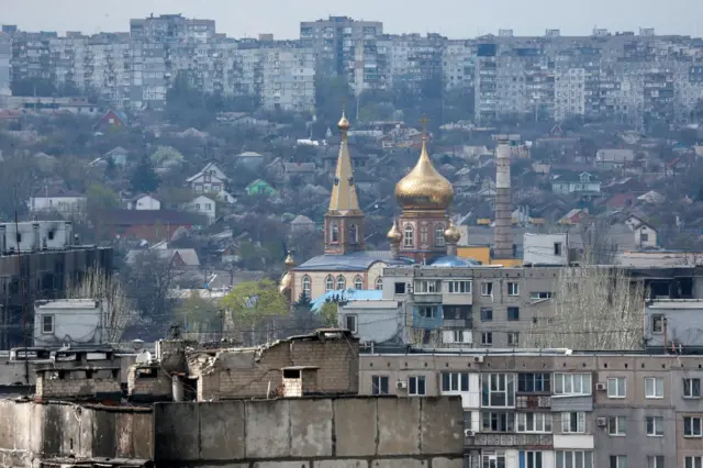 A view of the besieged Ukrainian city of Mariupol