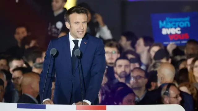 Macron gives his victory speech