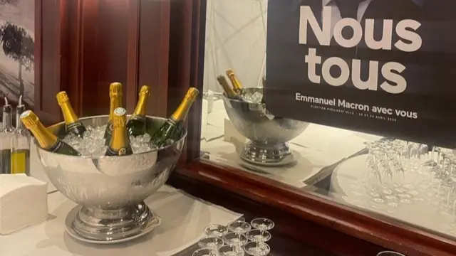 Bottles of champagne at Macron election party in Nice