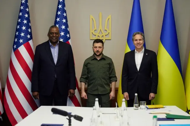 Ukraine's President Zelensky, US Secretary of State Antony Blinken and Defense Secretary Lloyd Austin attended a meeting in Kyiv