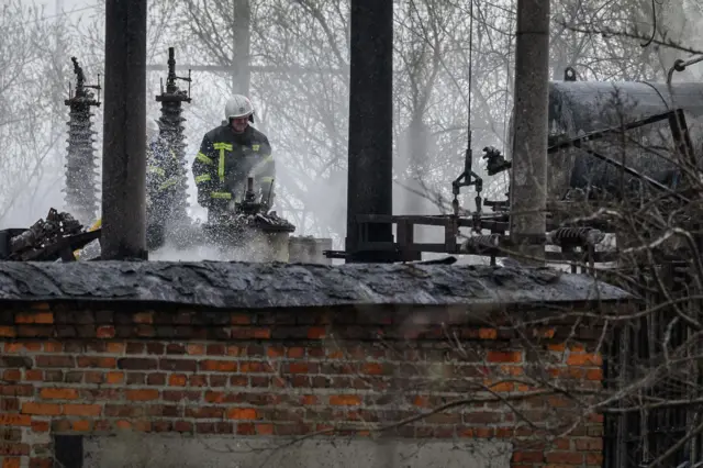 Damaged traction substation near Lviv