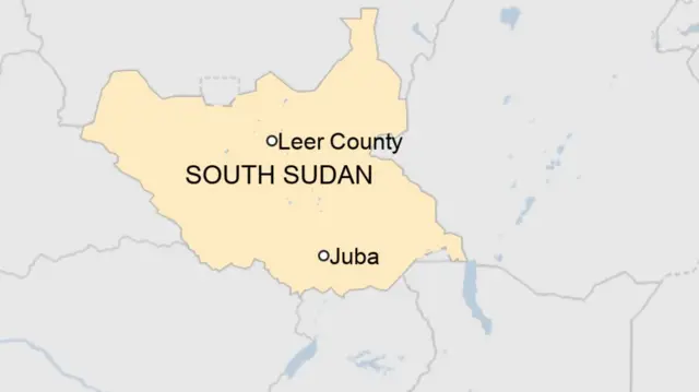 Map showing Leer County in South Sudan