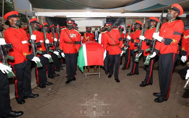 Mwai Kibaki's casket arrives in parliament