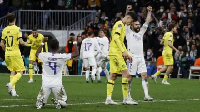 Real celebrate beating Chelsea in last eight