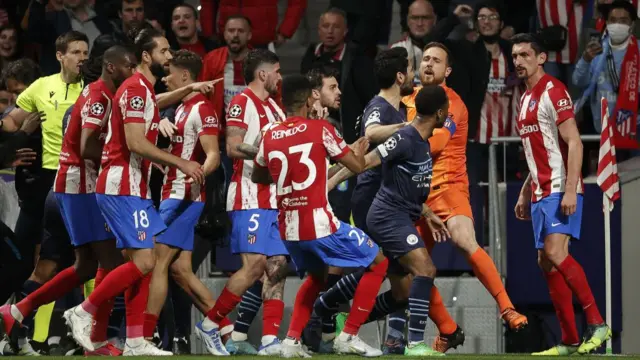 Atletico and Man City players clash