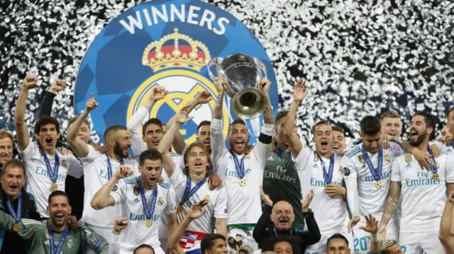 Real Madrid celebrate winning the CL in 2018