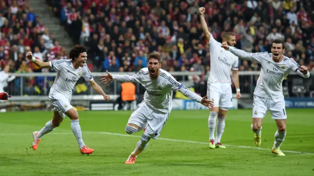 Sergio Ramos scores for Real at Bayern in 2014