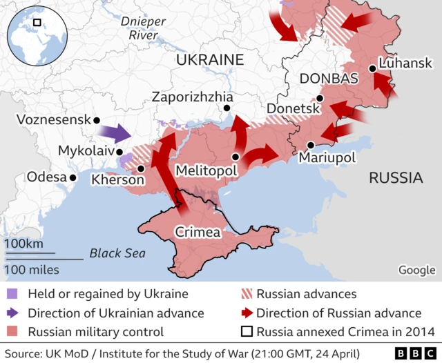 Map showing control of Ukraine