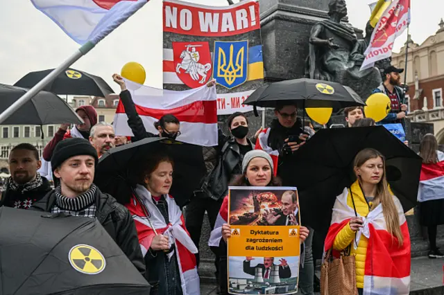 A remembrance march on the 36th anniversary of Chernobyl nuclear disaster in Krakow on 26 April 2022