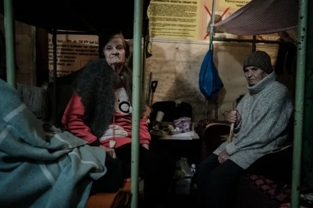 Civilians shelter in a bunker in eastern Ukraine