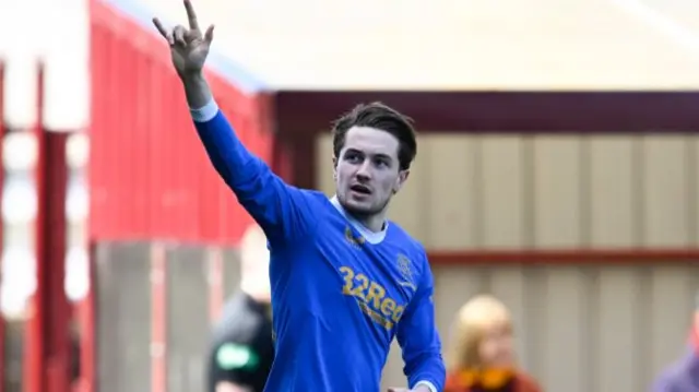 Scott Wright celebrates his goal at Fir Park