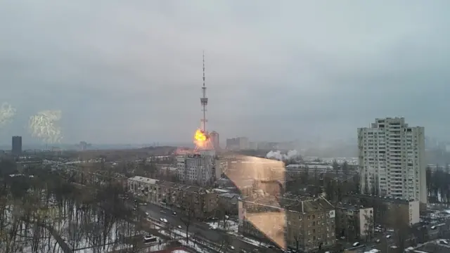 Kyiv's TV tower targeted by a missile