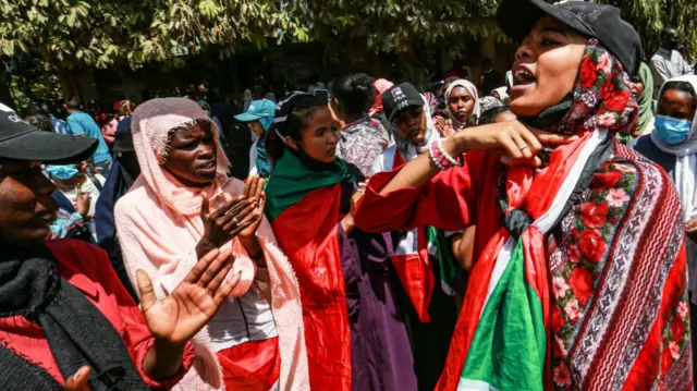 An anti-coup protest in Sudan - March 2022