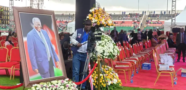 The Nyayo National Stadium venue of the funeral service