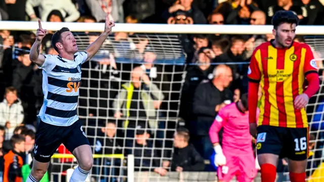 Ayr United striker Aaron Muirhead celebrates his goal