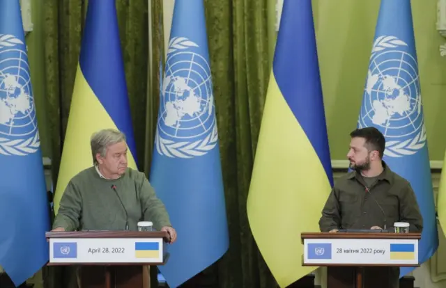 UN Secretary General Antonio Guterres met Ukraine's President Volodymyr Zelensky in Kyiv