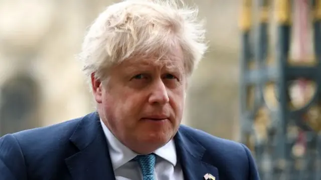 Boris Johnson arrives at Westminster Abbey in London, Britain, 29 March 2022