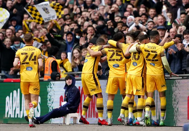 Sutton celebrate going in front at Wembley